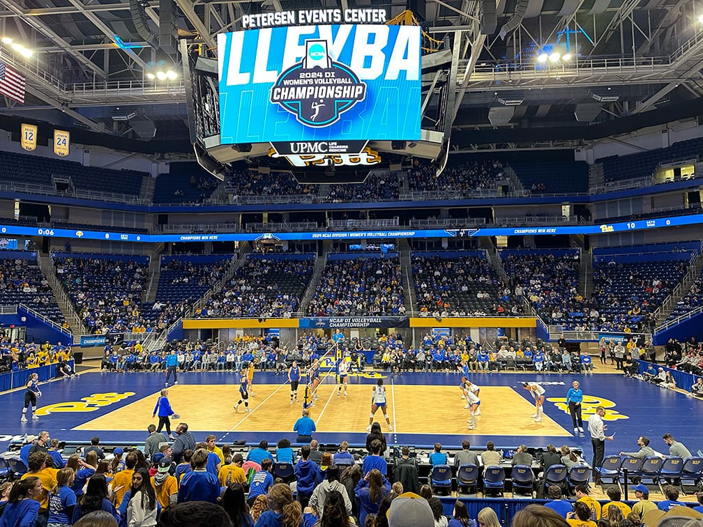 Petersen Events Center, an indoor arena, shown during the start of the 2024 NCAA Division I Volleyball Tournament