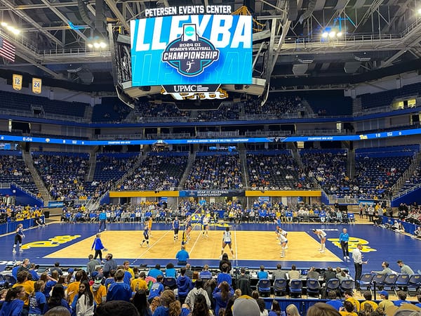 Petersen Events Center, an indoor arena, shown during the start of the 2024 NCAA Division I Volleyball Tournament