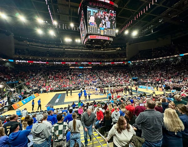 Photo of the T-Mobile Center in Kansas City right after Pitt's loss to Texas A&M in the Volleyball Final Four
